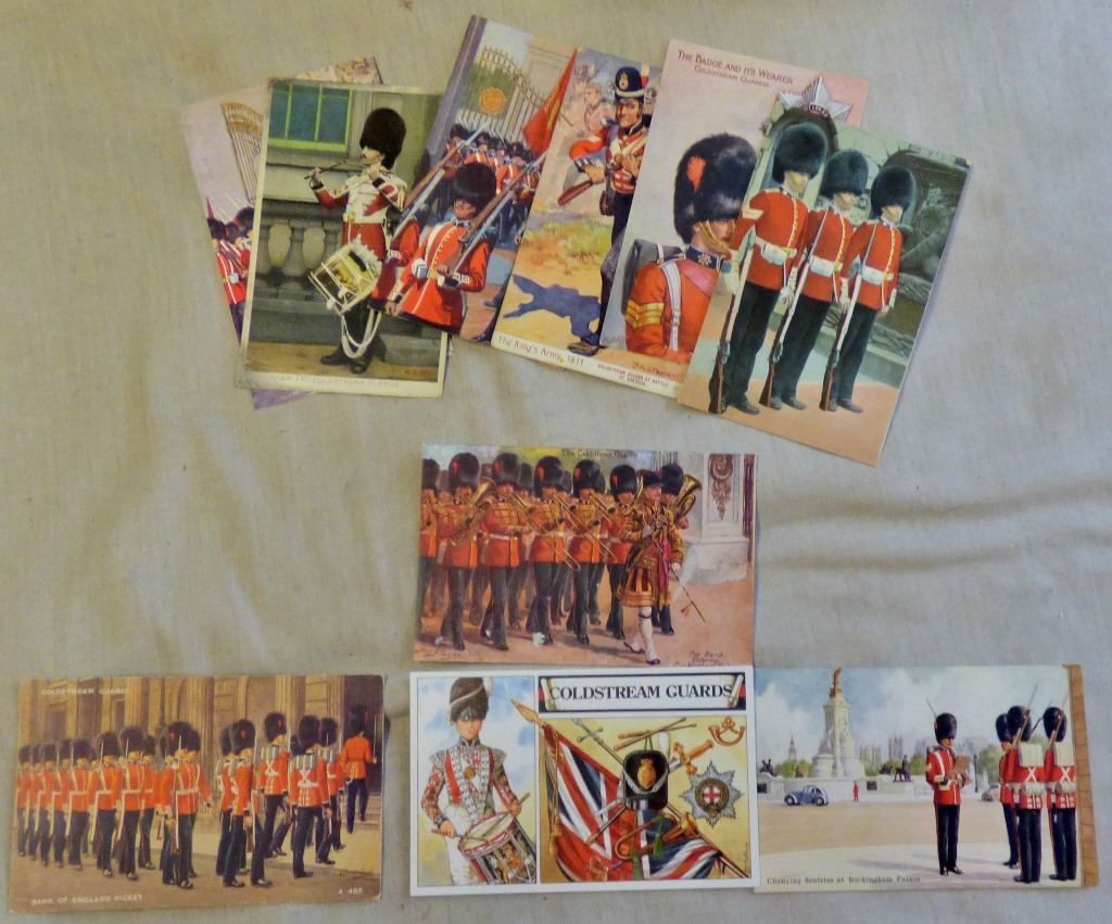 Coldstream Guards Artist Postcards including Harry Payne 'The Badge and it's Wearer' (10)