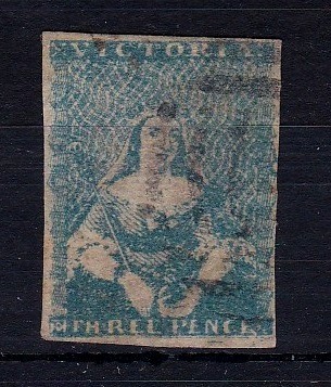 Australia(Victoria) 1850 - Three pence blue fine used, a good example - Image 2 of 2