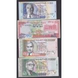 Mauritius 1986 100 Rupees P38, 2006 50 Rupees P505,2005 100 Rupees and 200 Rupees (4) VF/AUNC