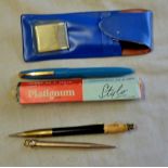 pen-Pencils- Rolled gold/pencil, with a Mr peanut Planters advertising pencil, platinum (3) incl