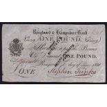 Provincial - Ringwood & Hampshire Bank £1 1st May 1821