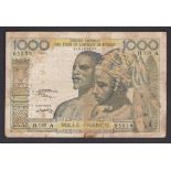 West African States 1959 1000 Francs, P4, VG/Fine