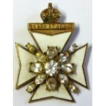 British King's Royal Rifle Corps sweetheart brooch, gilt metal with enamel and stones set in. KC, an