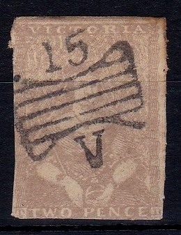 Australia(Victoria)1850-53 Two pence lilac half length, fine used 15/v crisp cancel. - Image 2 of 2