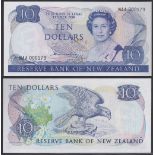 New Zealand-Reserve Bank 1981-85, Ten Dollars,NAA 000179 Blue, Hardie Chief Cashier signature,P172a,