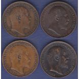 Great Britain 1908 Farthing S3992 F Edward VII-Great Britain 1908 Farthing S3992 F+ Edward VII-Great