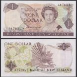 New Zealand Reserve Bank 1981-92, One Dollar, AA 746812 Dark Brown, Hardie Chief Cashier signature,