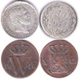 Netherlands 1882(dot after date) 10 cents, KM80, GVF/AEF-Netherlands 1846 1/2 Cent, GVF, KM68, low