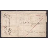 Ireland 1809 Free-EL (large post) to Castletownroche with 'Mermaid' paid in red, scarce, m/s'7'