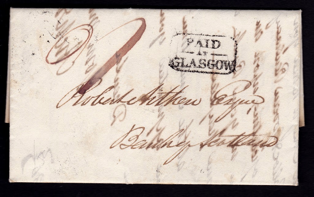 Scotland - Mid Lothian - 1830 EL Glasgow - paid at Glasgow - boxed - very fine strike XXX.