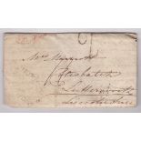 London 1817 EL to Lutterworth, Handstruck '2' Charge Stamp and 7 o'clock NT h/s in red