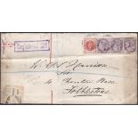 Great Britain 1895 - Envelope Registered 2d (boxed in purple and Oval 'R' No/O Oxford St and