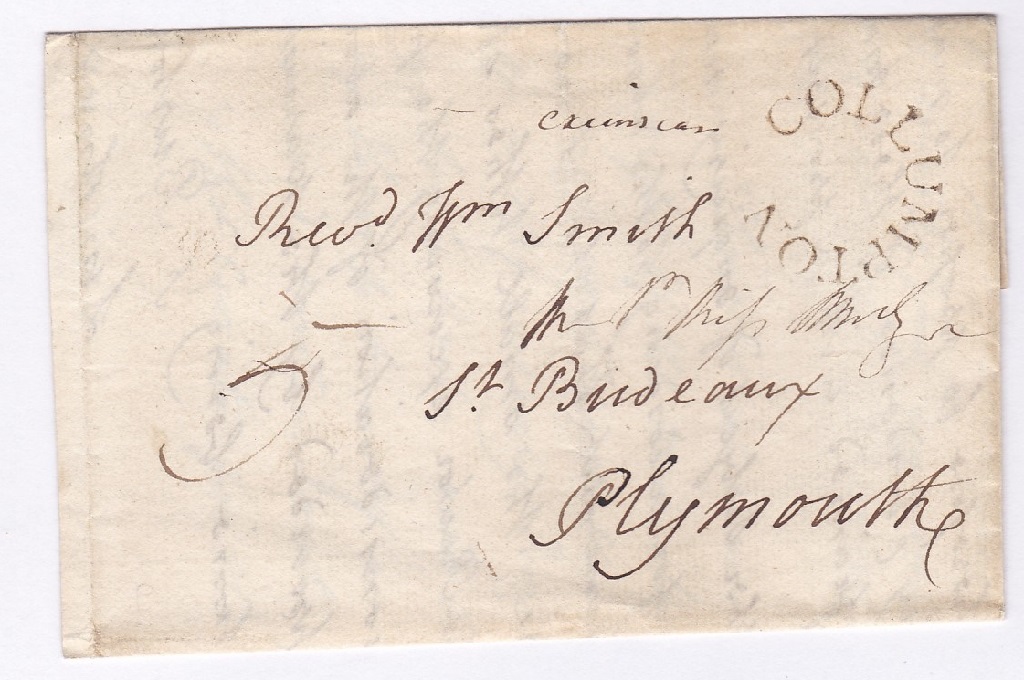 Devon 1840-part wrapper Collumpton/Plymouth,DN284,29mm CDS in black, Willcocks DN284 XXX, rated '