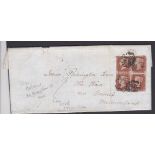 Great Britain 1842 (16th Aug) EL Bedford Row, London to Bowness, Westmoreland with 1841 1d reds ok