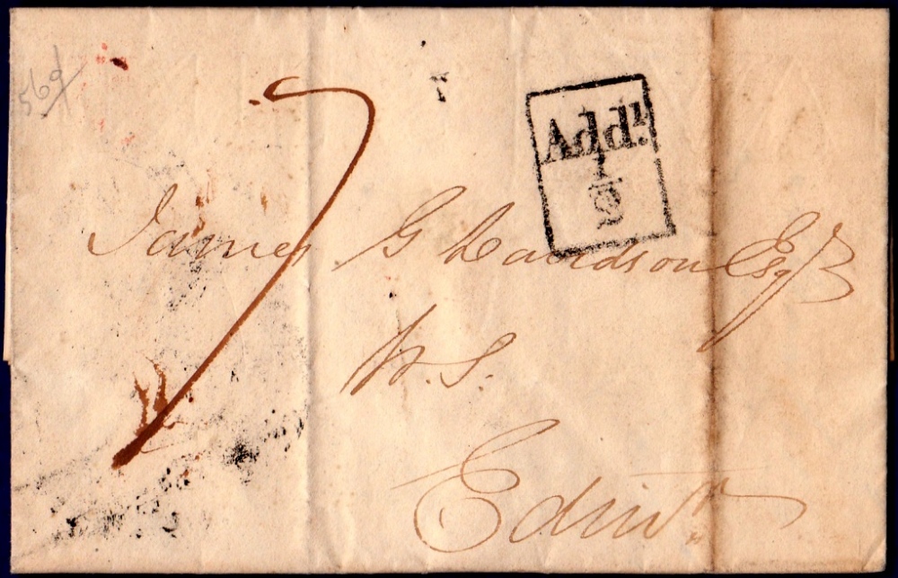 Scotland - Lanarkshire - 1825 EL Glasgow/Edinburgh, Willcocks 186, Additional ½ boxed, XXX Rated '