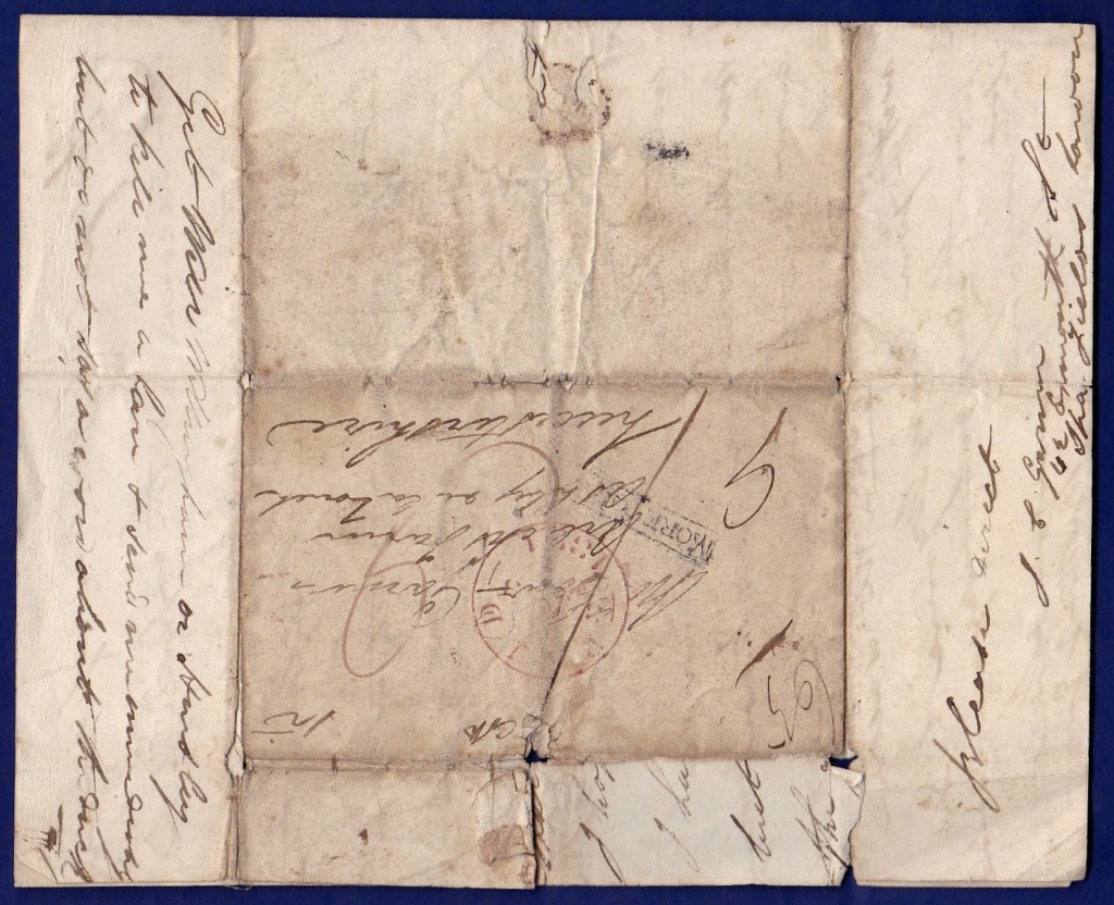 Norfolk - 1821 EL Bungay to Leicestershire (NK244), XX; Black boxed 'More to pay', Rated 'E' wrapper