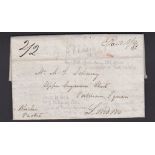 Jamaica 1819-EL Lucea to London with rare LUC/EA and circular Jamaica, m/s rate marks, re cutting of
