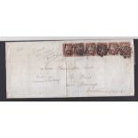 London to Bowness, Westmoreland 1842 EL, legal account with 1841 1d red (6, IA,JH-JL) tied with