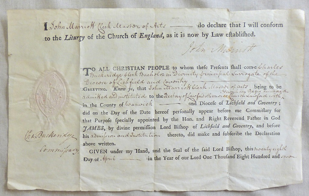 The Reverend John Marriott Correspondence & Archive (Legal Advisor to the Protestant Bishops of