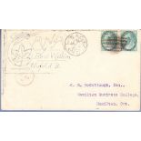 Canada 1899 Envelope with Pen & Ink Greeting used Calt to Hamilton