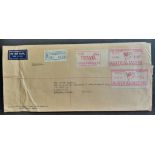 Australia 1962 Registered airmail cover to London (Crown Agents) Postage Paid printed labels 1/- &