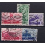 Italy 1936 Military Medal Centenary selection of 5 used stamps. Catalogue value £26+