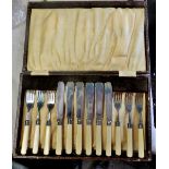 Vintage fish cutlery set in original box - silver plate