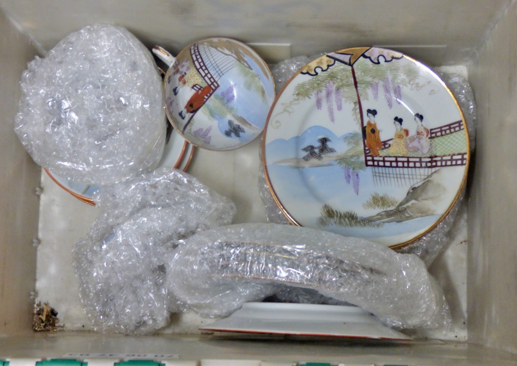 Japanese design china - (11) tea Plates (3) cup and saucers (2) cups have chips