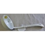 Soup ladle - Beautifully decorated with white flower pattern(worn)