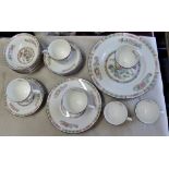 Wedgewood Kutenai Crane 1971-1998 Brown Edge Pattern R4464 - Bone China-(6) 10" dinner plates-(6) 8"