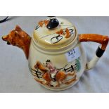 Fox and Hound Tea Pot-no maker mark- cracked lid and handle
