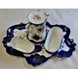 1900's made in Malta beautifully decorated, includes flour shaker, tray and (2) oblong dishes- ideal