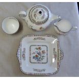 Wedgewood Kutenai Crane 1971-1998 Brown Edge Pattern R4464 - Bone China teapot, ion sugar bowl, milk