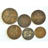 Spain and Sweden coins (6), 1 Peseta 1899 nVF, 5 Centimos 1877OM VF, Sweden 1 Or S.M 1761 F, 5 Ore