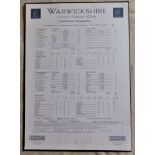 Cricket - Fully Printed scorecard Warwickshire v |Northants 2004 hand signed by Heath Streak who