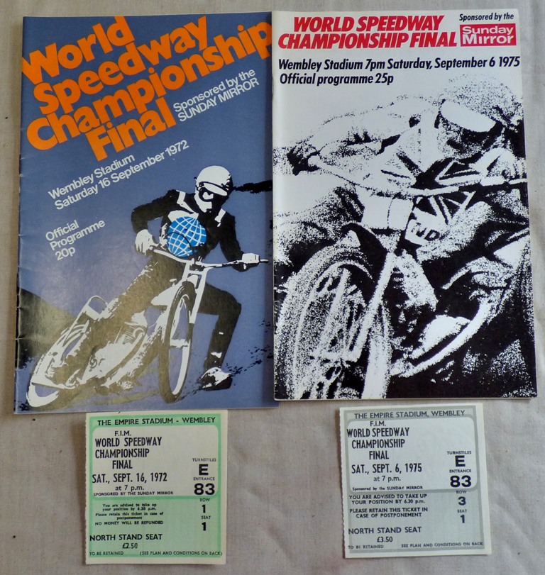 World Speedway Finals (Wembley) 1972+75 Programme Ticket