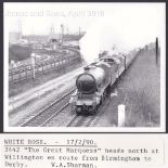 LNER 3-W.A.Sharman Photographic Quality Archive (10"x8")-White Rose - 17/2/90, 3442 "The Great