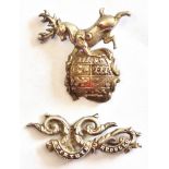 1800s British Coat of Arms badges (2) in white metal, one with the script Virtut Repello, the