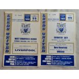 Leeds United Football Club Programmes 1968 v West Brom; 1969 v Coventry City (2)