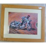 Speedway - Framed speedway rider print (may be Scott Nichols)