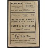 Football - 1955/56 Maidstone v Erith + Belvedere programme.