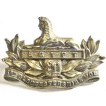 British WWI 3rd Gloucestershire Volunteers Officers cap badge (white metal, lugs)