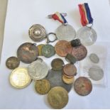 Medals, tokens, retro's, copies etc (50+) in small bag