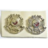 British WWII The Border Regt Collar badge pair
