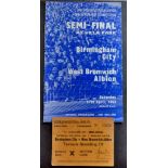 Football - Birmingham v W.B.A FAS/F 1968 at Villa, signed by (7) Birmingham + Bobby Hope WBA, also