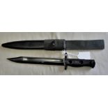 British L1A1 SLR bayonet, black metal grip, 1957 dated with 'D62' makers mark, in excellent