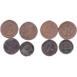 Switzerland Canton coins (4) – Aargau 2 Rappen 1808 VF, Basel 2 Rappen 1818 VF Bern 1 Rappen 1819