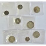 Word Coins (8) inc Australia 3 Pence 1927 gEF/aUNC, Germany 1 DM 1957F VF, Greece 10 Drachma 1930