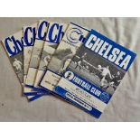 Chelsea Football Club Programmes 68 v West Brom; 69 v Everton, Stoke City, Nott's Forest,