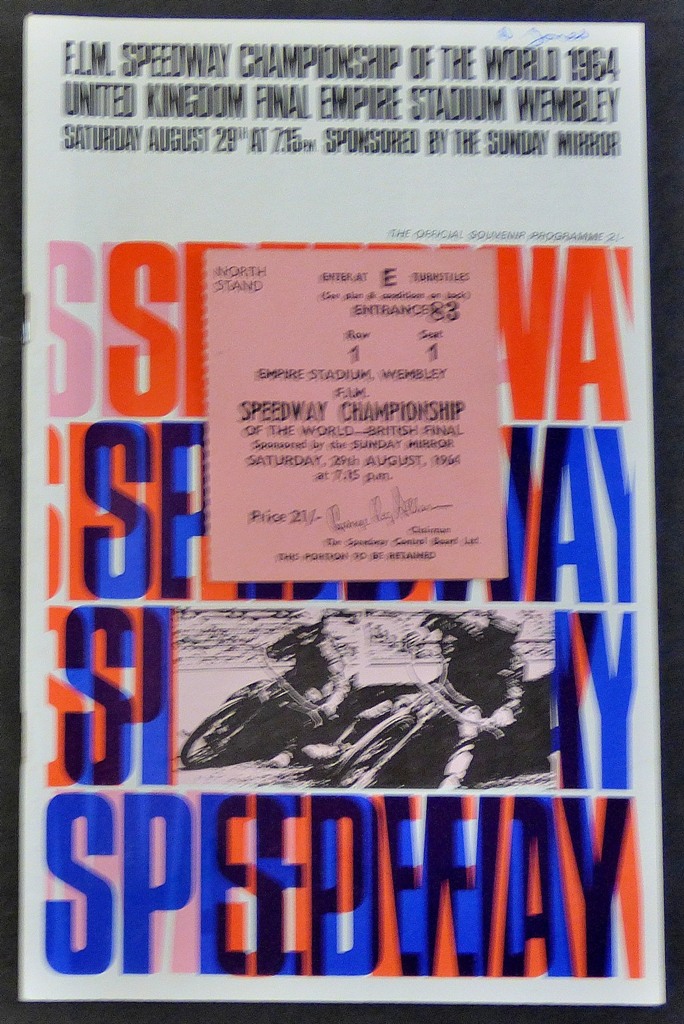 World Speedway ( UK Final) 1964 Programme + Ticket